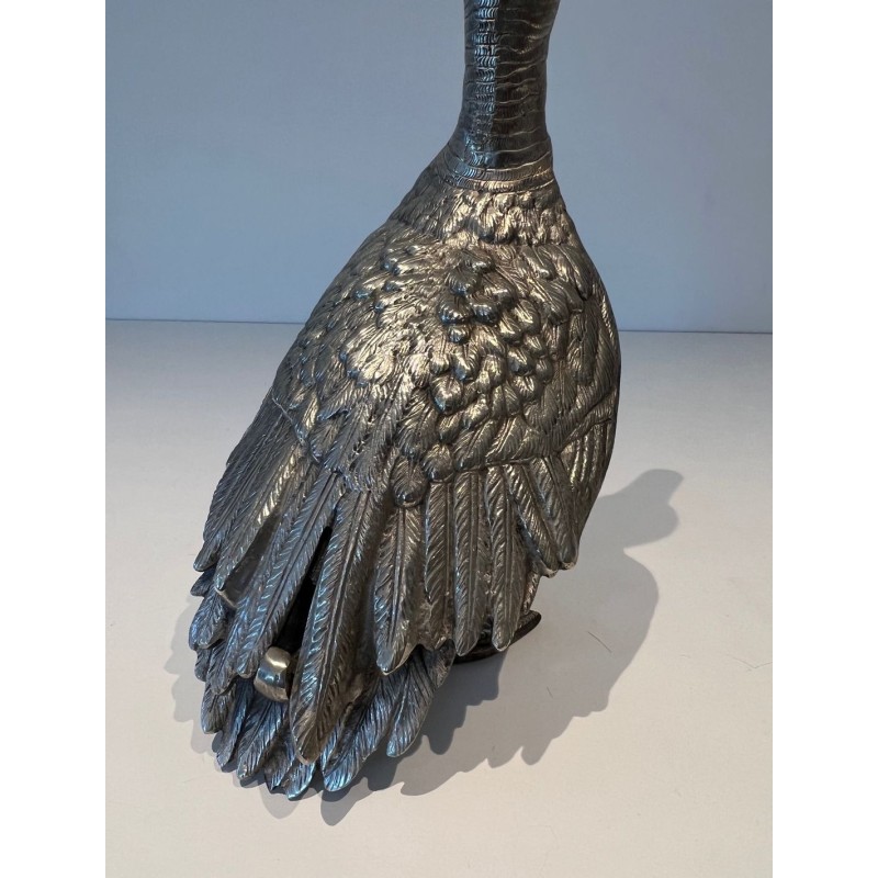 Grand Canard en Bronze Argenté