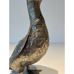 Grand Canard en Bronze Argenté