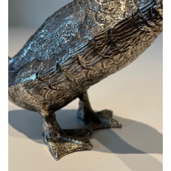 Finely Chiselled Silvered Bronze Duck, French Work, circa 1970