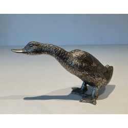 Canard en Bronze Argenté Finement Cistelé, Travail Français, vers 1970