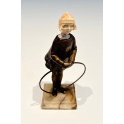 Chryselephantine of a Girl with Hoop, Signed Bertrand, French Work, circa 1900