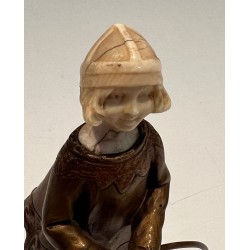 Chryselephantine of a Girl with Hoop, Signed Bertrand, French Work, circa 1900