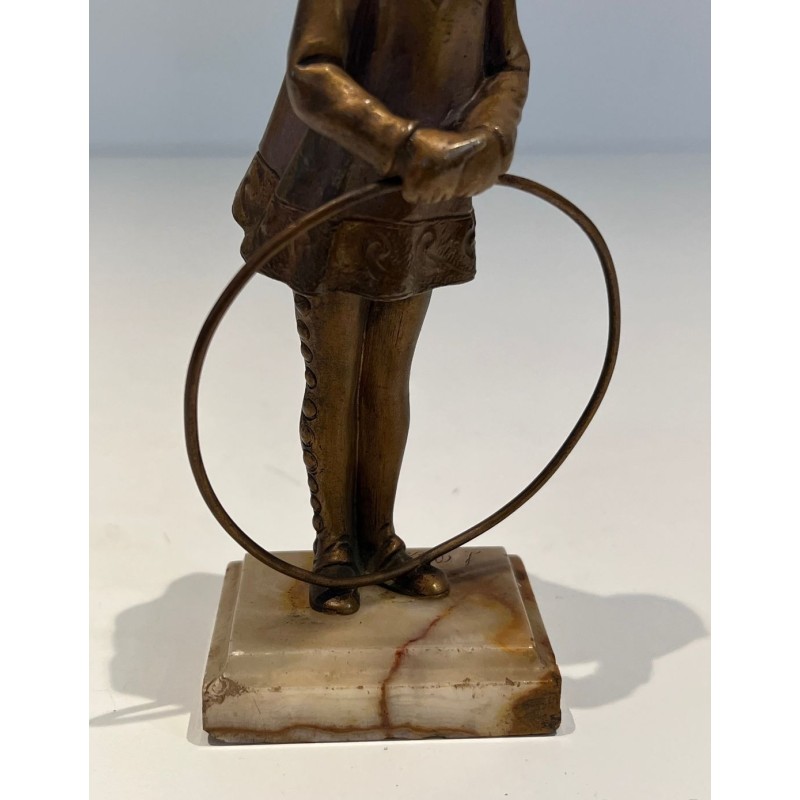 Chryselephantine of a Girl with Hoop, Signed Bertrand, French Work, circa 1900