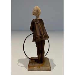 Chryselephantine of a Girl with Hoop, Signed Bertrand, French Work, circa 1900