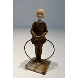Chryselephantine of a Girl with Hoop, Signed Bertrand, French Work, circa 1900