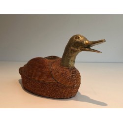 Duck Vide-Poche in Ceramic and Brass, Tarzia Firenze, Italian Work, circa 1970