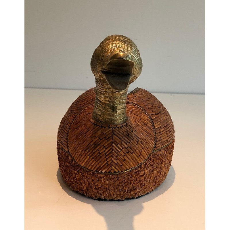 Duck Vide-Poche in Ceramic and Brass, Tarzia Firenze, Italian Work, circa 1970