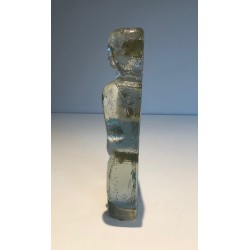 Art Deco Style Clear Glass Female Nude Sculpture, French Work, circa 1970