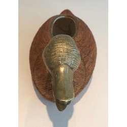 Duck Vide-Poche in Ceramic and Brass, Tarzia Firenze, Italian Work, circa 1970
