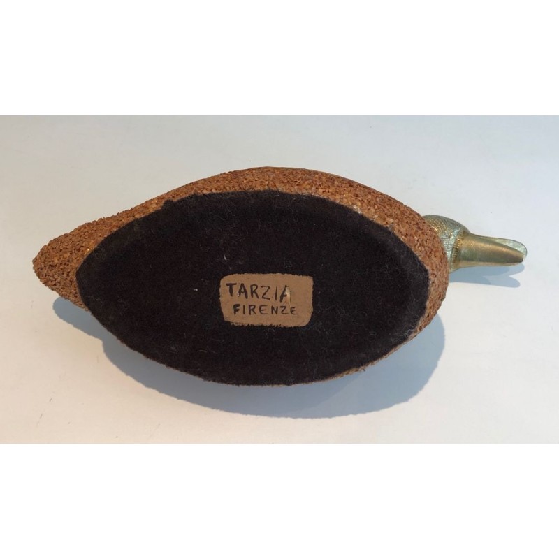 Duck Vide-Poche in Ceramic and Brass, Tarzia Firenze, Italian Work, circa 1970