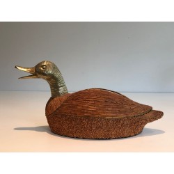 Duck Vide-Poche in Ceramic and Brass, Tarzia Firenze, Italian Work, circa 1970