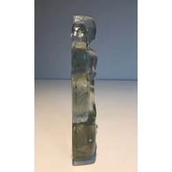 Art Deco Style Clear Glass Female Nude Sculpture, French Work, circa 1970