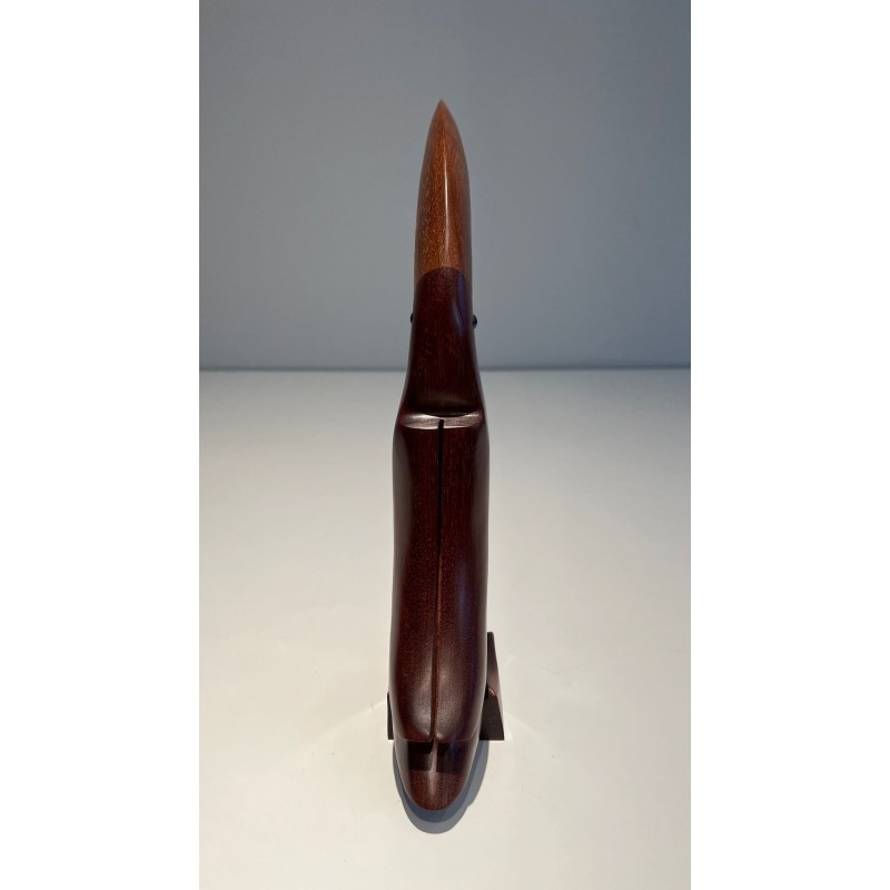 Decorative Exotic Hardwood Toucan Sculpture with Glass Eyes, French circa 1970