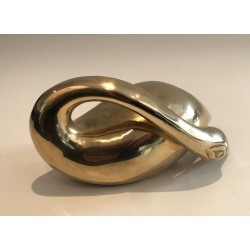 Modernist Polished Brass Abstract Duck Sculpture, French circa 1970