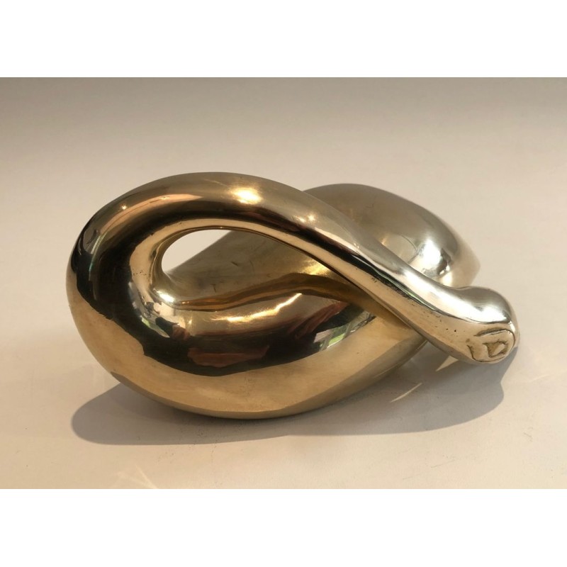 Modernist Polished Brass Abstract Duck Sculpture, French circa 1970