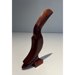 Toucan Décoratif en Bois Exotique aux Yeux de Verre, France vers 1970