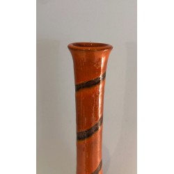 Grand Vase en Céramique Émaillée Terre Cuite à Décor de Bandes, France vers 1950