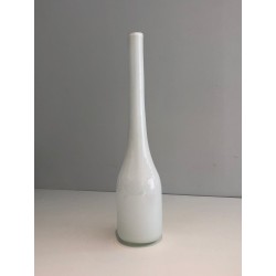 Tall White Opaline Glass Soliflore Vase, French circa 1970
