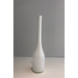 Tall White Opaline Glass Soliflore Vase, French circa 1970