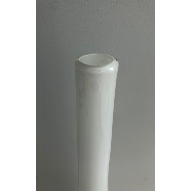 Tall White Opaline Glass Soliflore Vase, French circa 1970