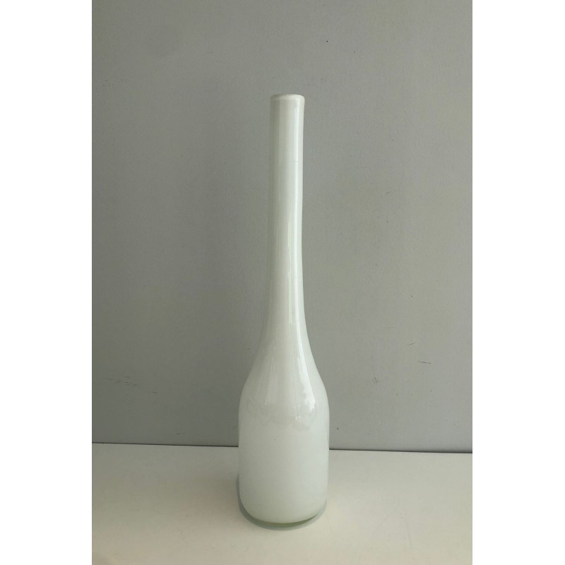 Grand Vase Soliflore en Verre Opalin Blanc, France vers 1970