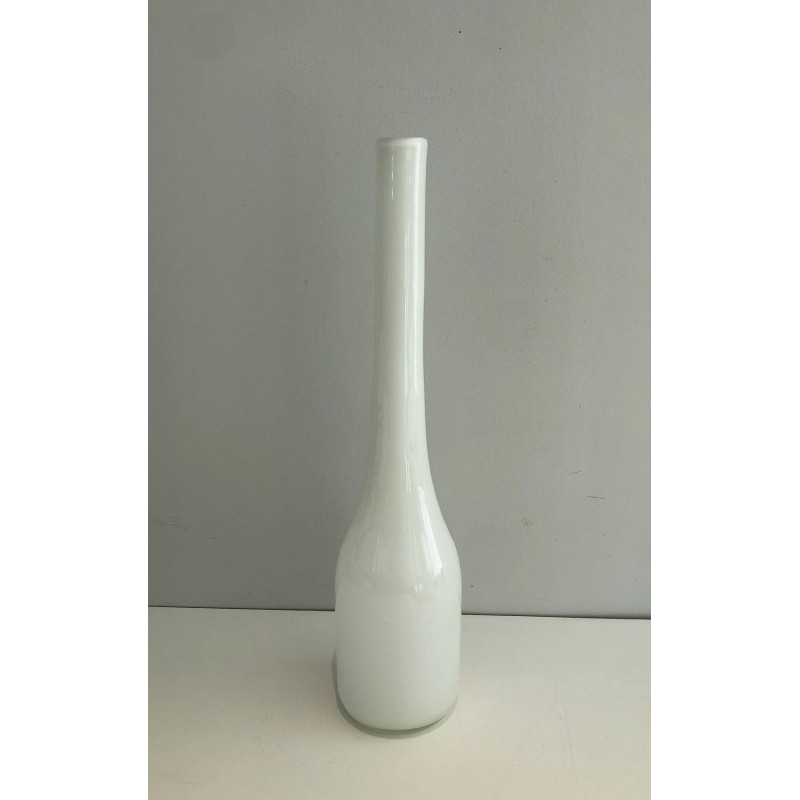 Grand Vase Soliflore en Verre Opalin Blanc, France vers 1970