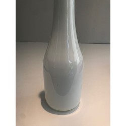 Grand Vase Soliflore en Verre Opalin Blanc, France vers 1970
