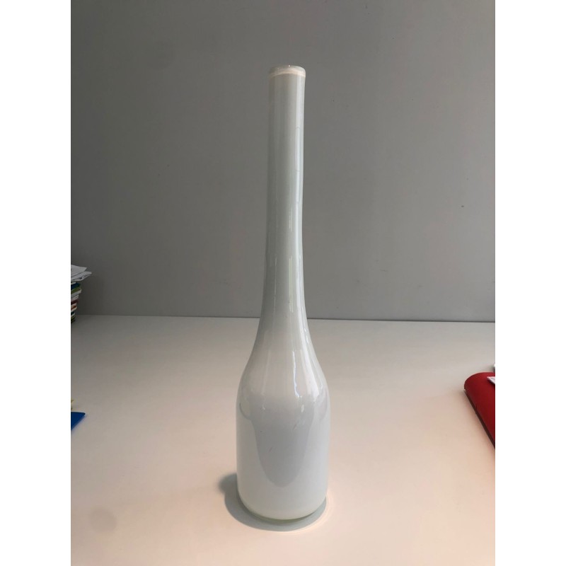 Grand Vase Soliflore en Verre Opalin Blanc, France vers 1970
