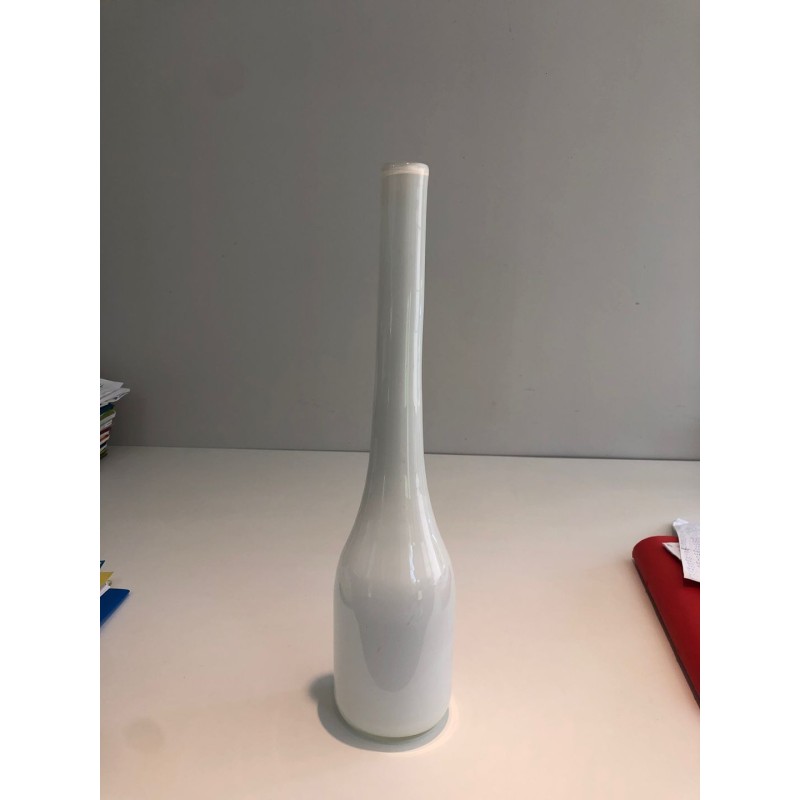 Tall White Opaline Glass Soliflore Vase, French circa 1970