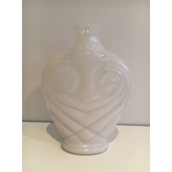 Modernist White Opaline Glass Owl Vase, French circa 1970
