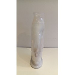 Modernist White Opaline Glass Owl Vase, French circa 1970