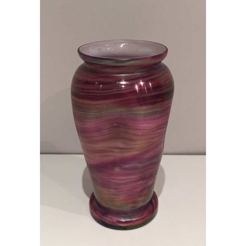 Vase en Verre Irisé Multicolore dans le Goût de Loetz, Travail Autrichien vers 1970