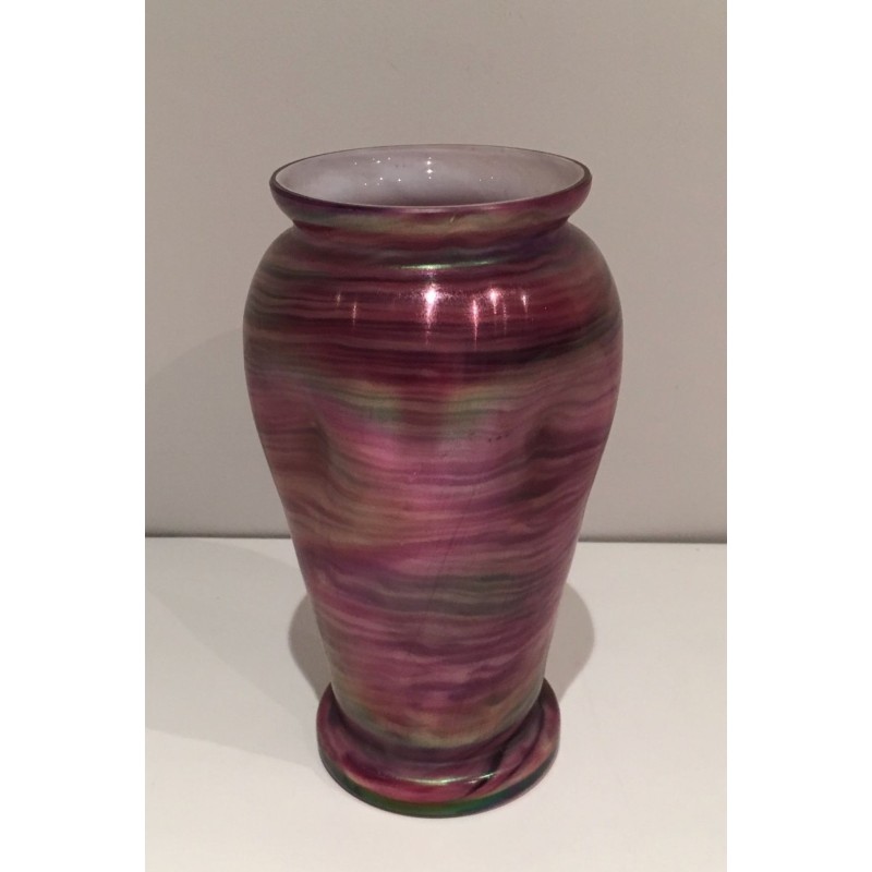 Vase en Verre Irisé Multicolore dans le Goût de Loetz, Travail Autrichien vers 1970