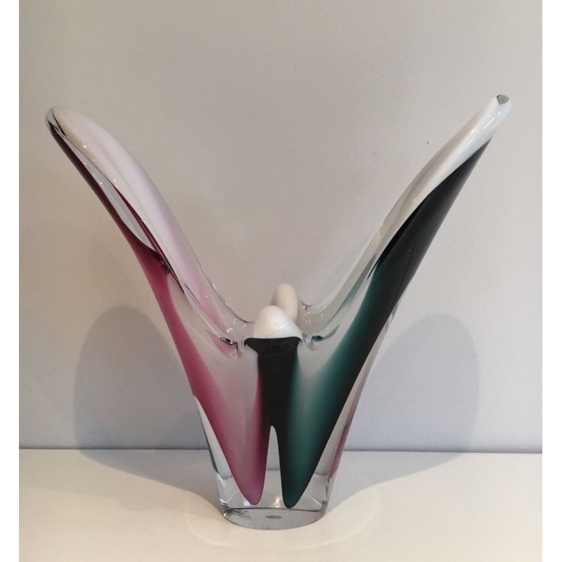 Vase “Coquille” en Verre Multicouche par Paul Kedelv pour Flygsfors, 1956