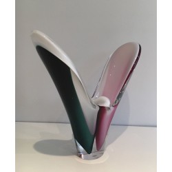 Multicolour Cased Glass “Coquille” Vase by Paul Kedelv for Flygsfors, 1956