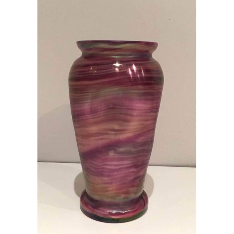 Vase en Verre Irisé Multicolore dans le Goût de Loetz, Travail Autrichien vers 1970