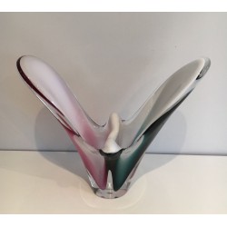 Multicolour Cased Glass “Coquille” Vase by Paul Kedelv for Flygsfors, 1956