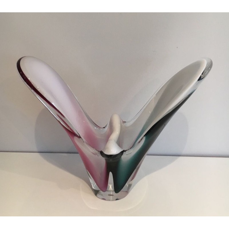 Multicolour Cased Glass “Coquille” Vase by Paul Kedelv for Flygsfors, 1956