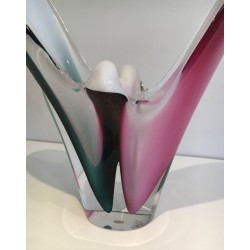 Multicolour Cased Glass “Coquille” Vase by Paul Kedelv for Flygsfors, 1956