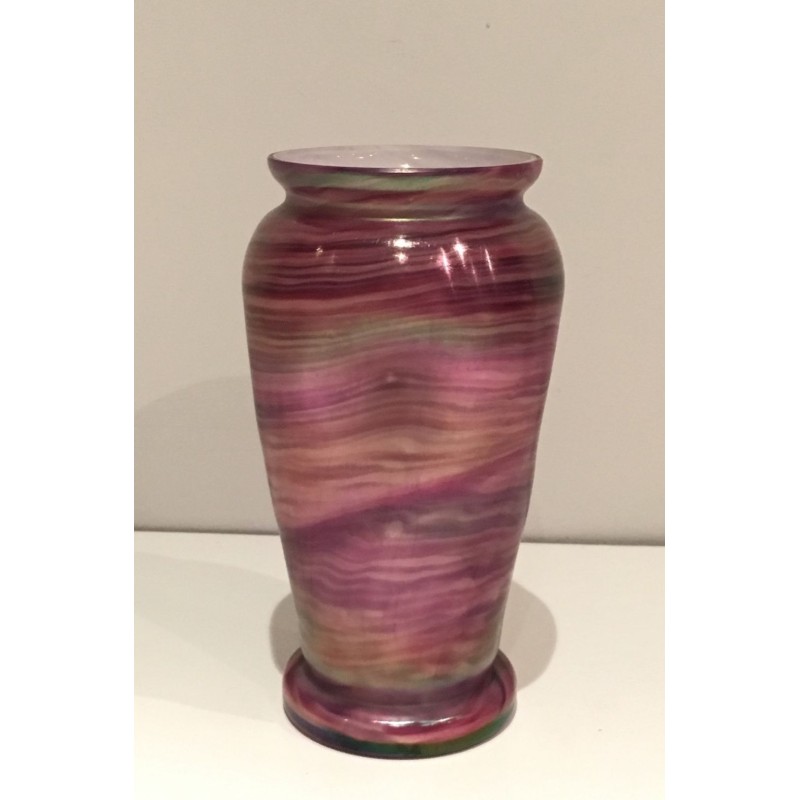 Vase en Verre Irisé Multicolore dans le Goût de Loetz, Travail Autrichien vers 1970