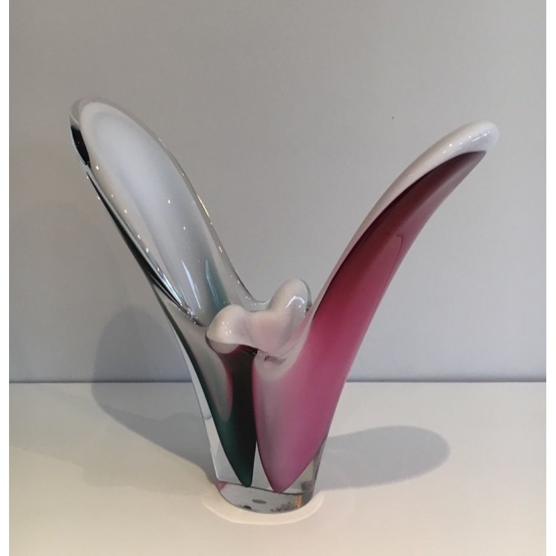 Vase “Coquille” en Verre Multicouche par Paul Kedelv pour Flygsfors, 1956