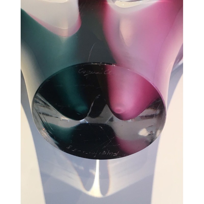 Vase “Coquille” en Verre Multicouche par Paul Kedelv pour Flygsfors, 1956