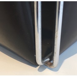 Modernist Chrome and Black Faux-Leather Waste Paper Basket, French circa 1970