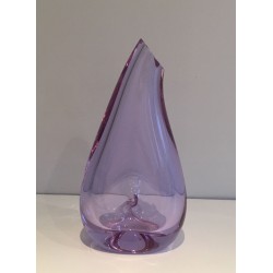 Vase Moderniste Piriforme en Verre Teinté Améthyste, France vers 1970