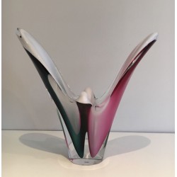 Vase “Coquille” en Verre Multicouche par Paul Kedelv pour Flygsfors, 1956