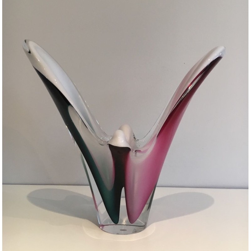 Vase “Coquille” en Verre Multicouche par Paul Kedelv pour Flygsfors, 1956