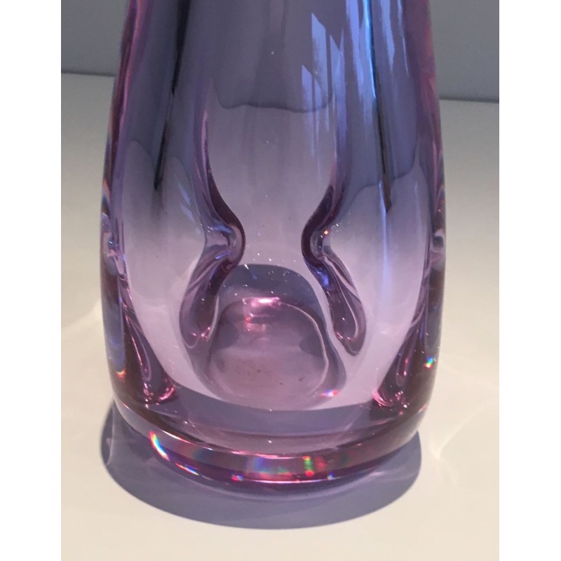 Vase Moderniste Piriforme en Verre Teinté Améthyste, France vers 1970
