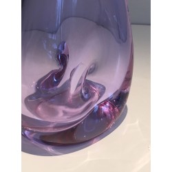 Vase Moderniste Piriforme en Verre Teinté Améthyste, France vers 1970