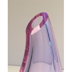 Modernist Amethyst-Tinted Pear-Shaped Art Glass Vase, French circa 1970
