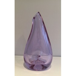 Vase Moderniste Piriforme en Verre Teinté Améthyste, France vers 1970